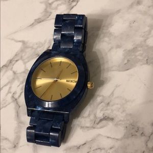 Nixon blue tortoise and gold watch